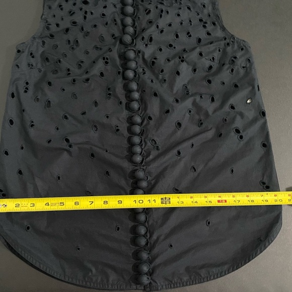 PROENZA Schouler Embroidered Button Down Blouse Cut Out Tie Back Tunic Coastal - Picture 6 of 14